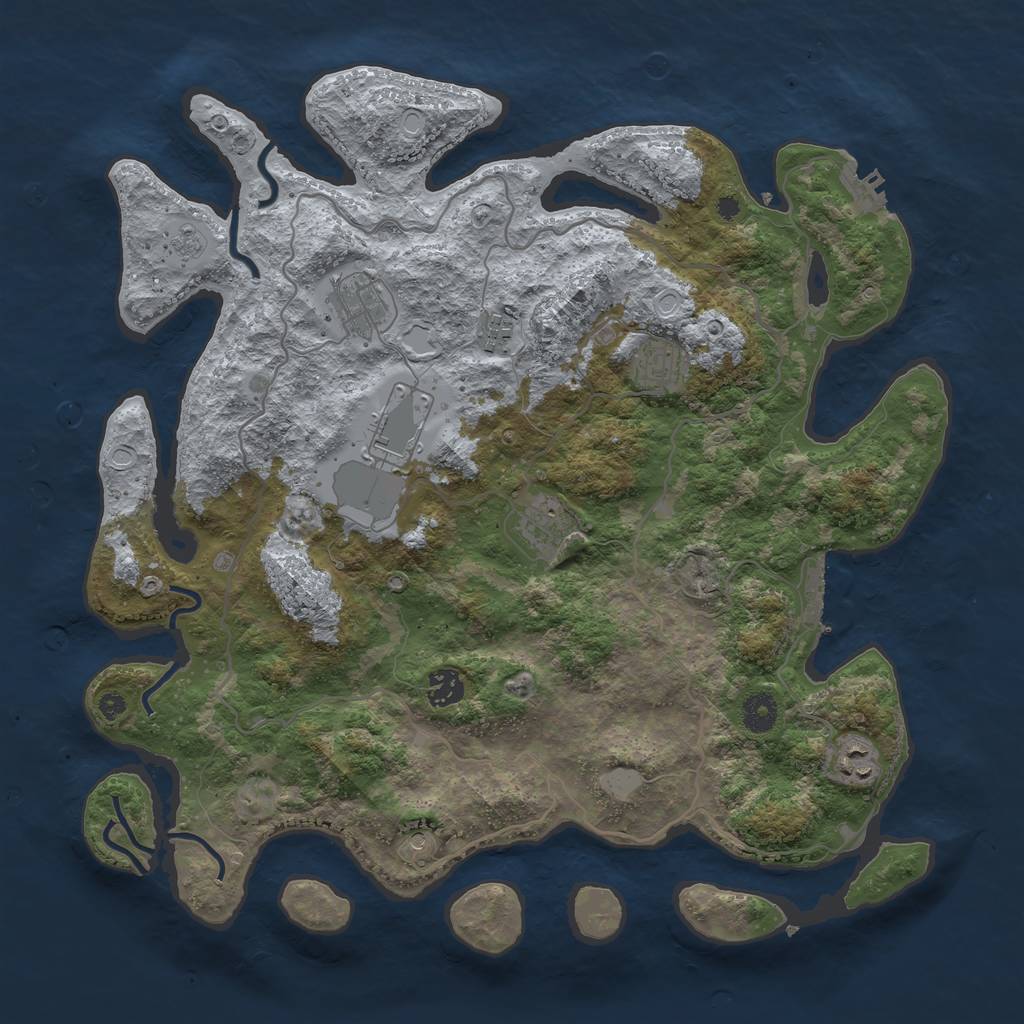 Rust Map: Procedural Map, Size: 4000, Seed: 790849, 16 Monuments