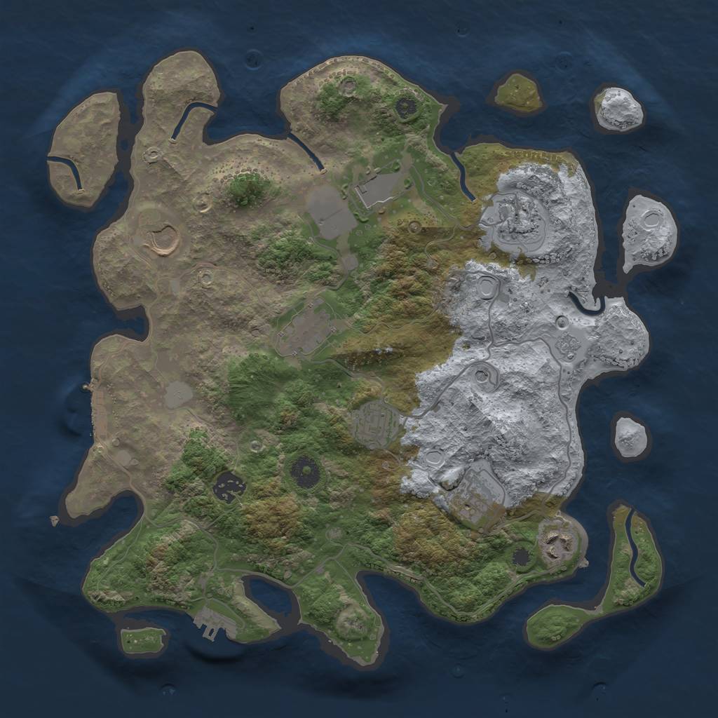 Rust Map: Procedural Map, Size: 3550, Seed: 617369, 17 Monuments