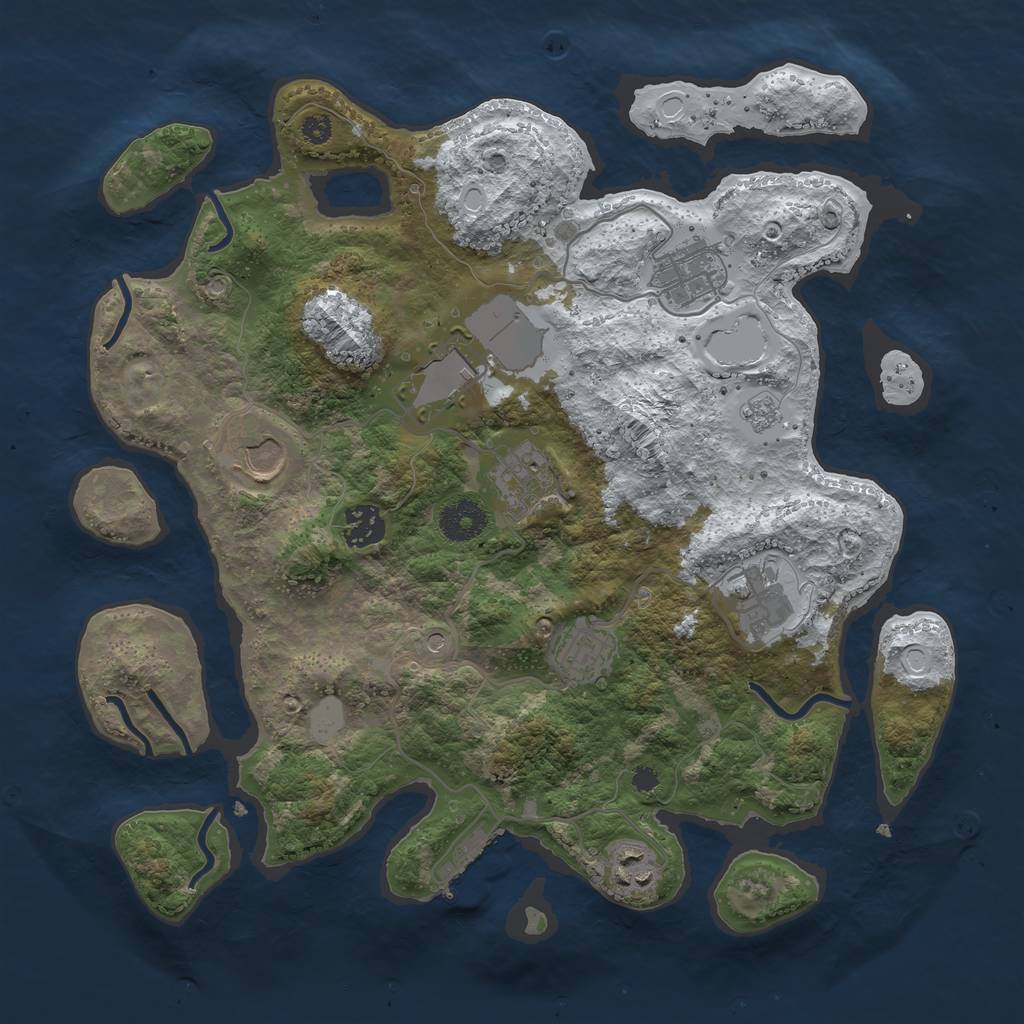 Rust Map: Procedural Map, Size: 3500, Seed: 163262, 16 Monuments
