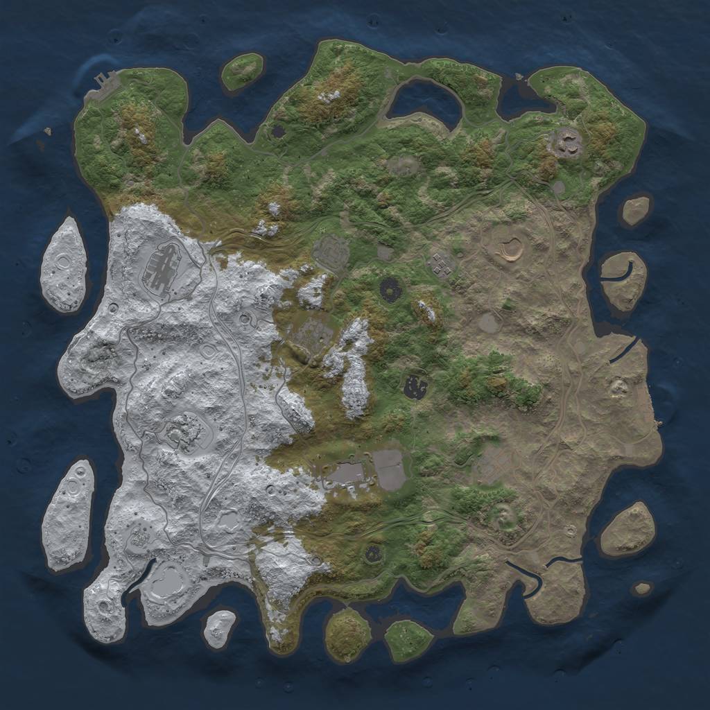 Rust Map: Procedural Map, Size: 4500, Seed: 1427259885, 19 Monuments