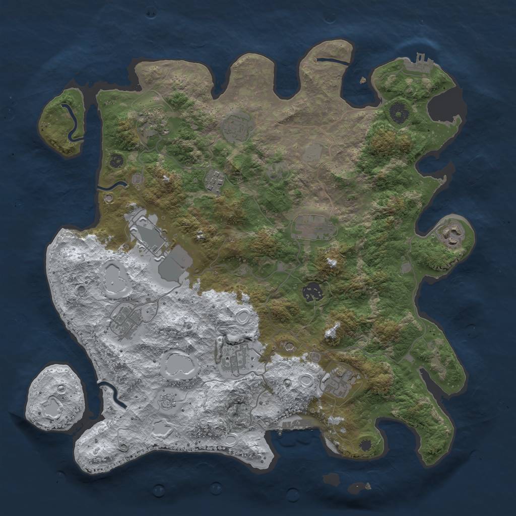 Rust Map: Procedural Map, Size: 3850, Seed: 1134637590, 19 Monuments