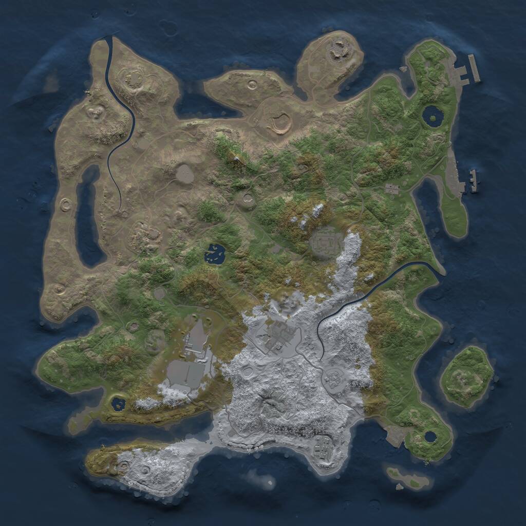 Rust Map: Procedural Map, Size: 3750, Seed: 123843, 14 Monuments