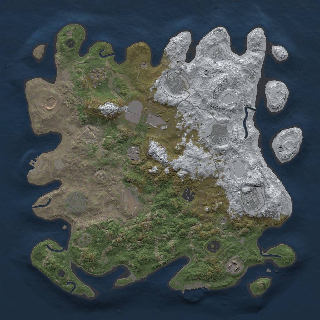 Rust Map: Procedural Map, Size: 3800, Seed: 4112455, 20 Monuments