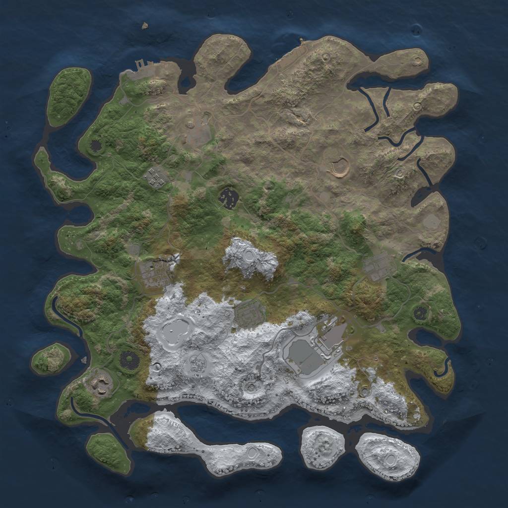 Rust Map: Procedural Map, Size: 3850, Seed: 766491283, 18 Monuments