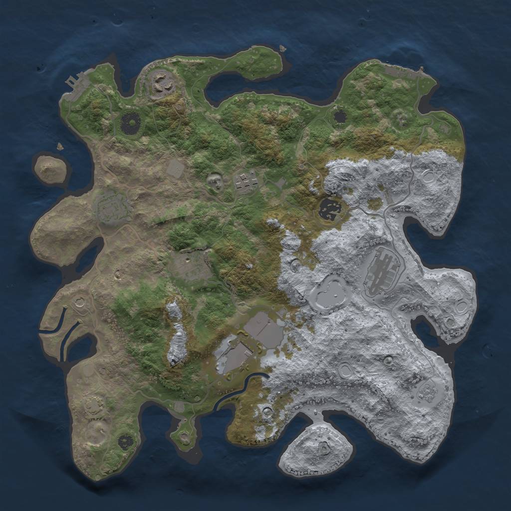 Rust Map: Procedural Map, Size: 3500, Seed: 3564, 15 Monuments