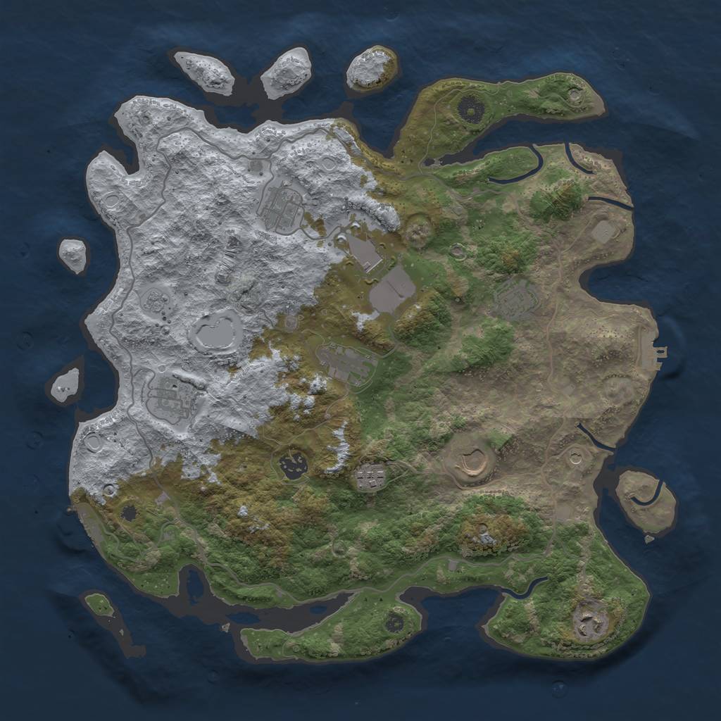 Rust Map: Procedural Map, Size: 4001, Seed: 1994591501, 18 Monuments