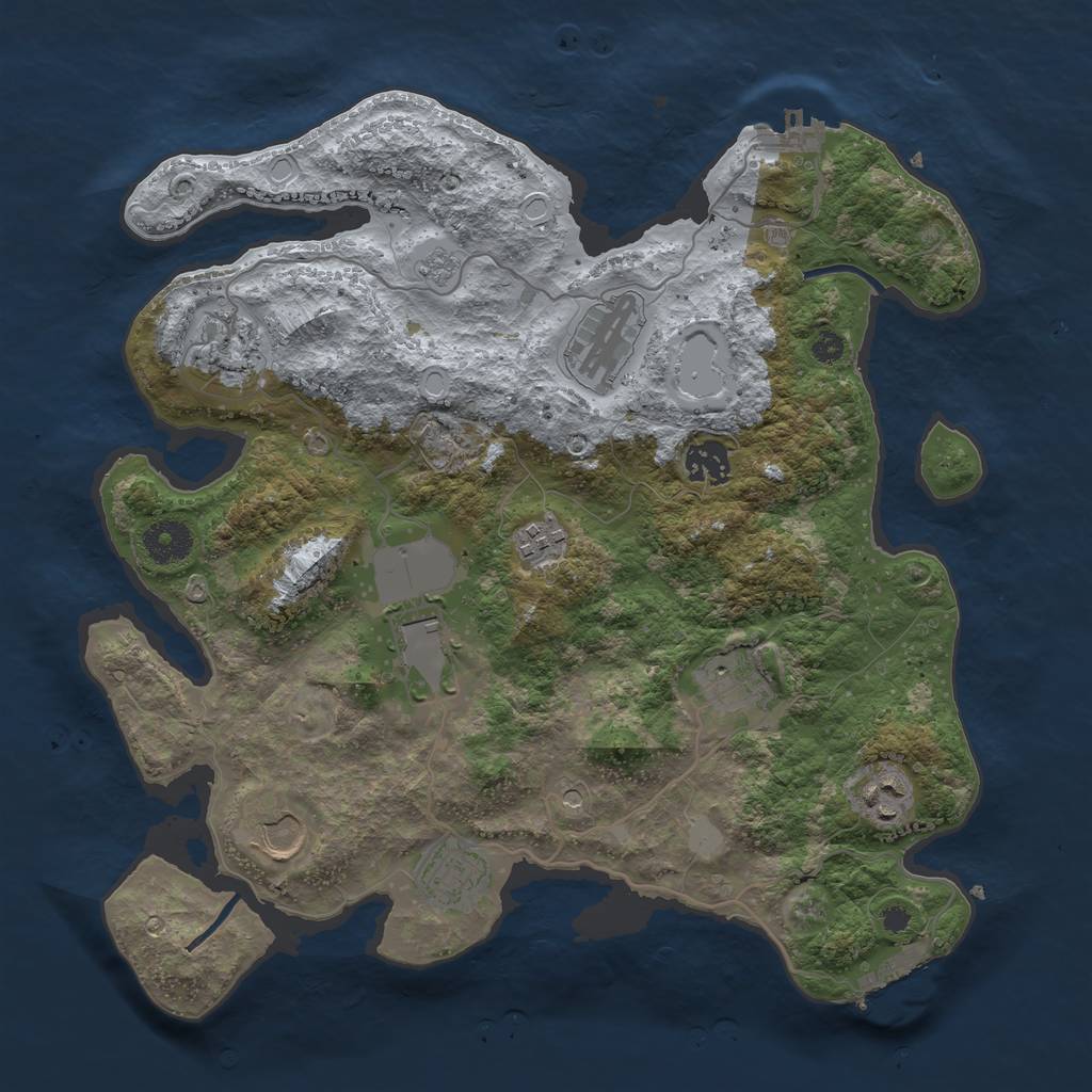Rust Map: Procedural Map, Size: 3550, Seed: 889673, 18 Monuments