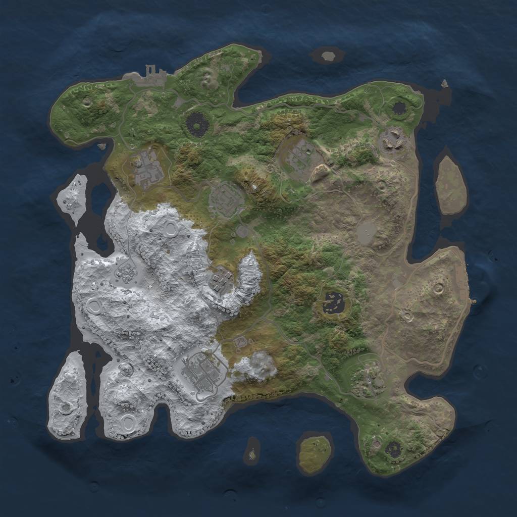 Rust Map: Procedural Map, Size: 3333, Seed: 1311838406, 16 Monuments