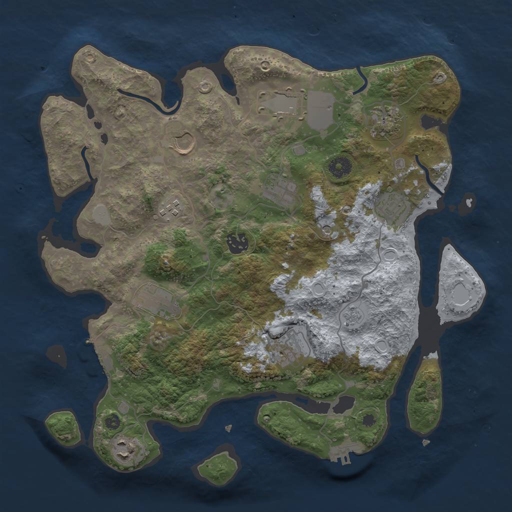 Rust Map: Procedural Map, Size: 3500, Seed: 178554131, 19 Monuments