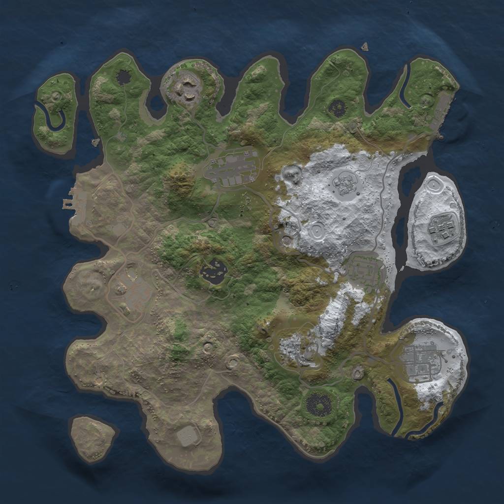 Rust Map: Procedural Map, Size: 3000, Seed: 21123053, 17 Monuments