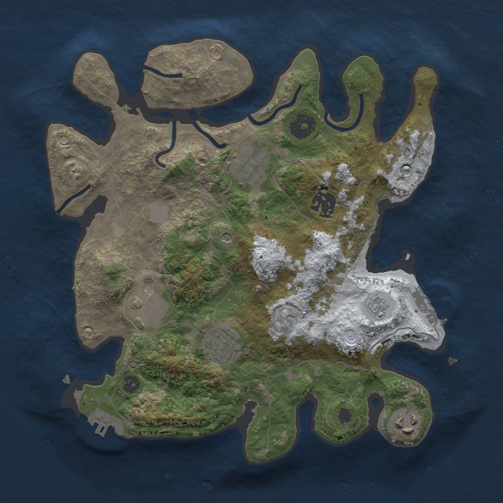 Rust Map: Procedural Map, Size: 3000, Seed: 878762969, 14 Monuments