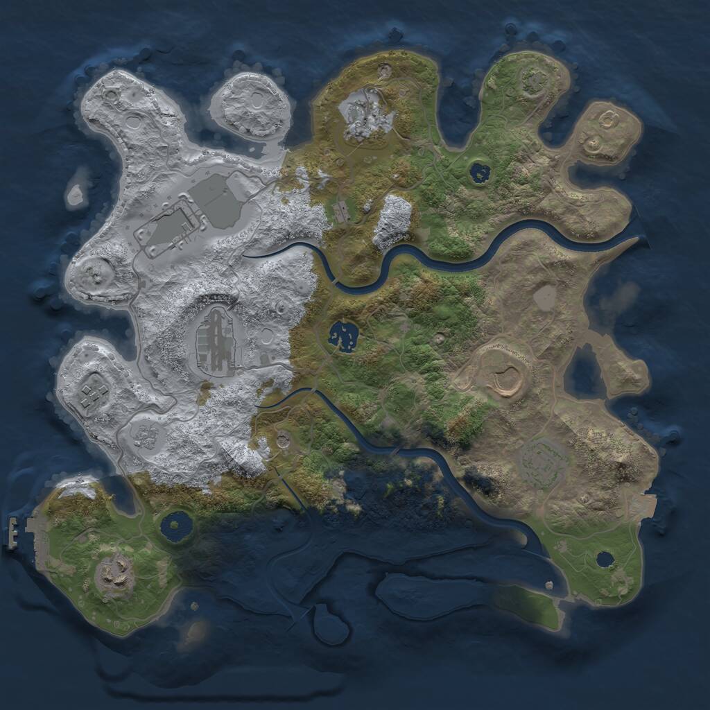 Rust Map: Procedural Map, Size: 3500, Seed: 6105, 13 Monuments