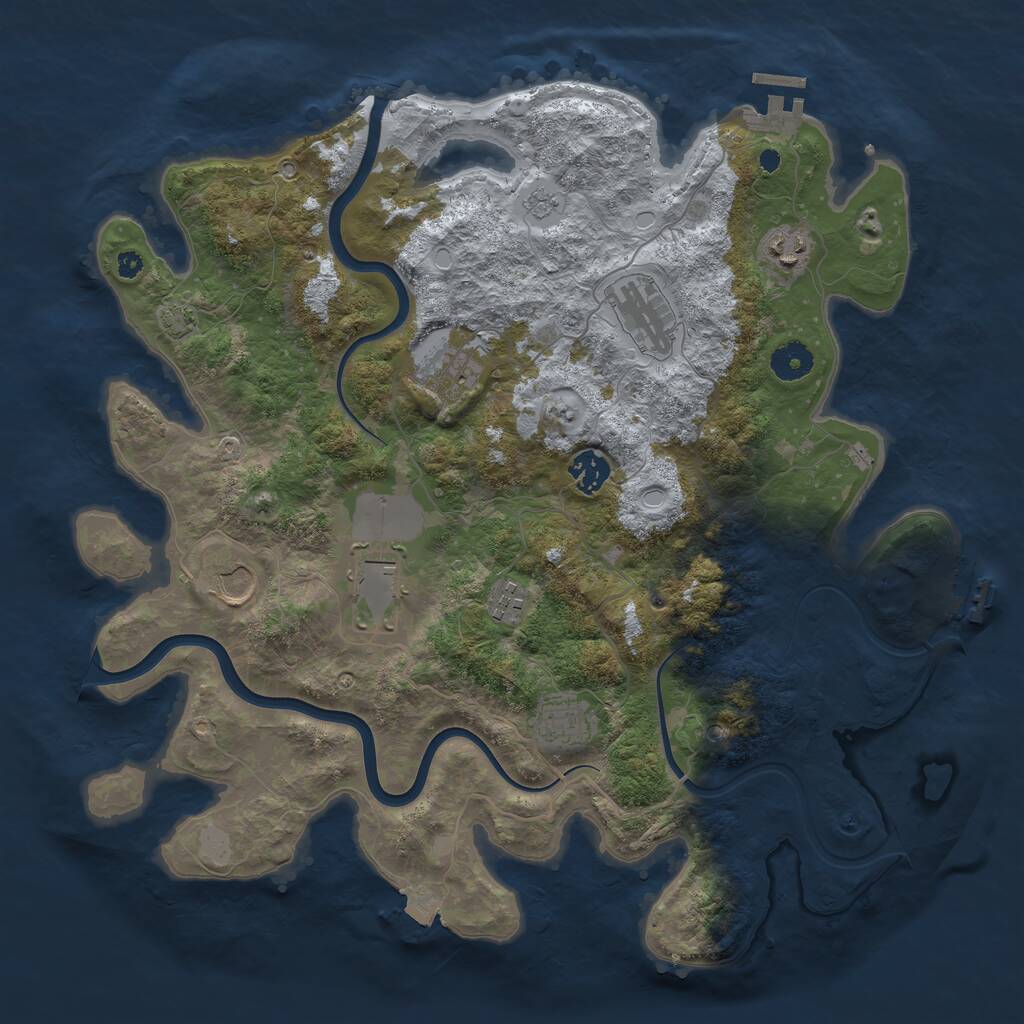 Rust Map: Procedural Map, Size: 3850, Seed: 383106689, 14 Monuments