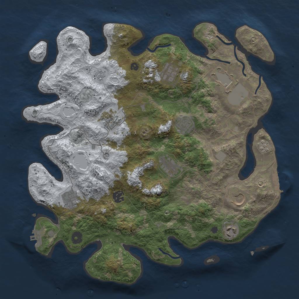 Rust Map: Procedural Map, Size: 3750, Seed: 436348534, 19 Monuments