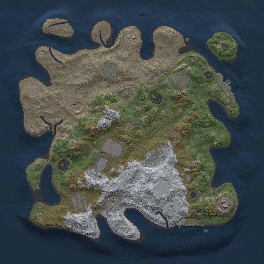 Rust Map: Procedural Map, Size: 3550, Seed: 964582, 18 Monuments