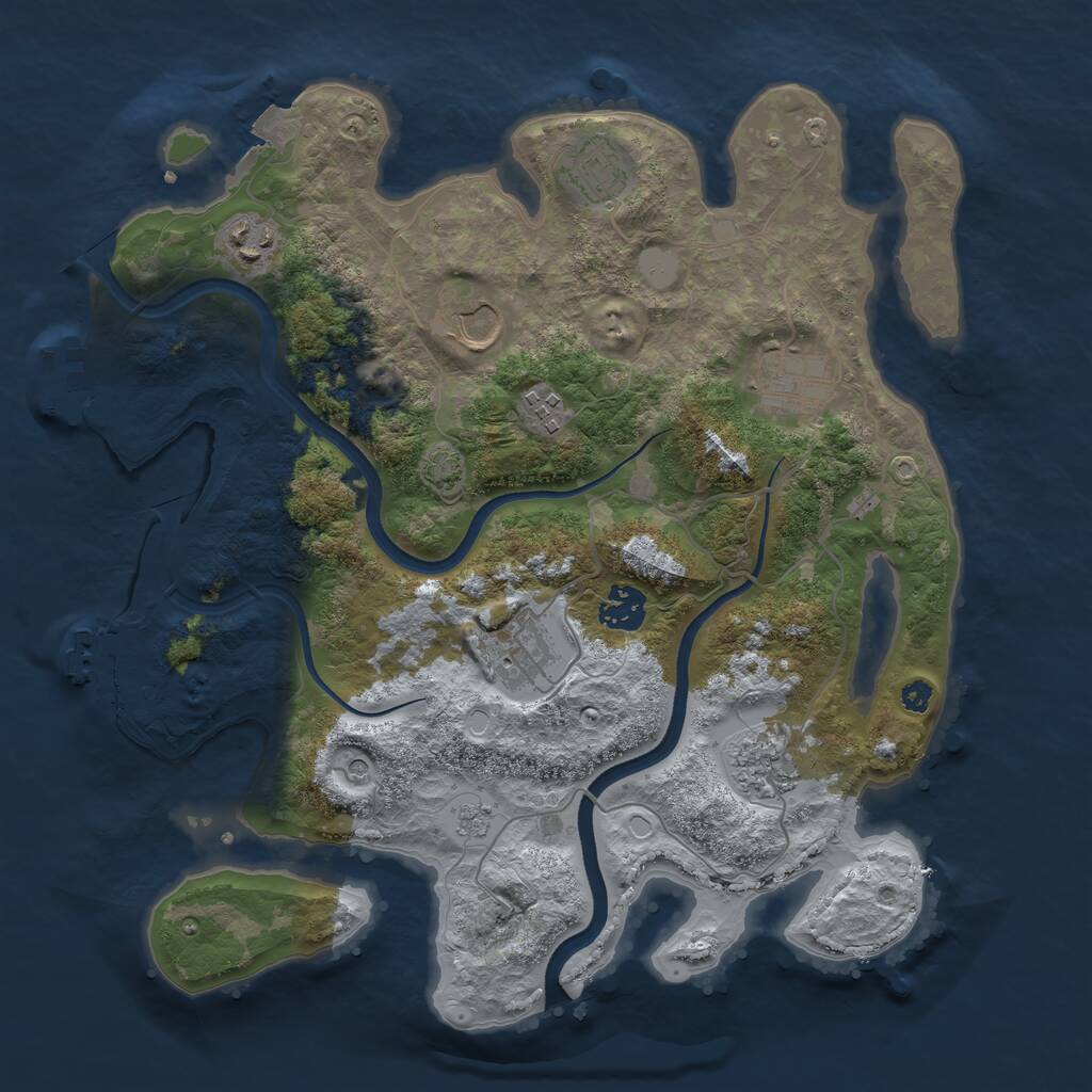 Rust Map: Procedural Map, Size: 3500, Seed: 505404776, 14 Monuments