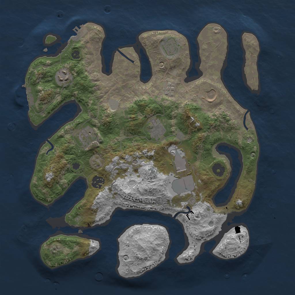 Rust Map: Procedural Map, Size: 3500, Seed: 505404776, 16 Monuments