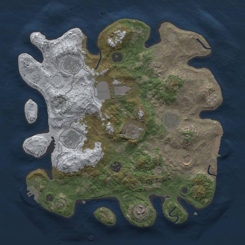 Rust Map: Procedural Map, Size: 3500, Seed: 11205332, 19 Monuments