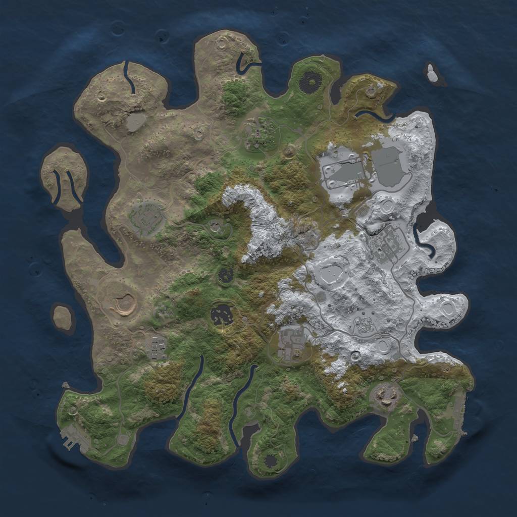 Rust Map: Procedural Map, Size: 3500, Seed: 1421939272, 18 Monuments