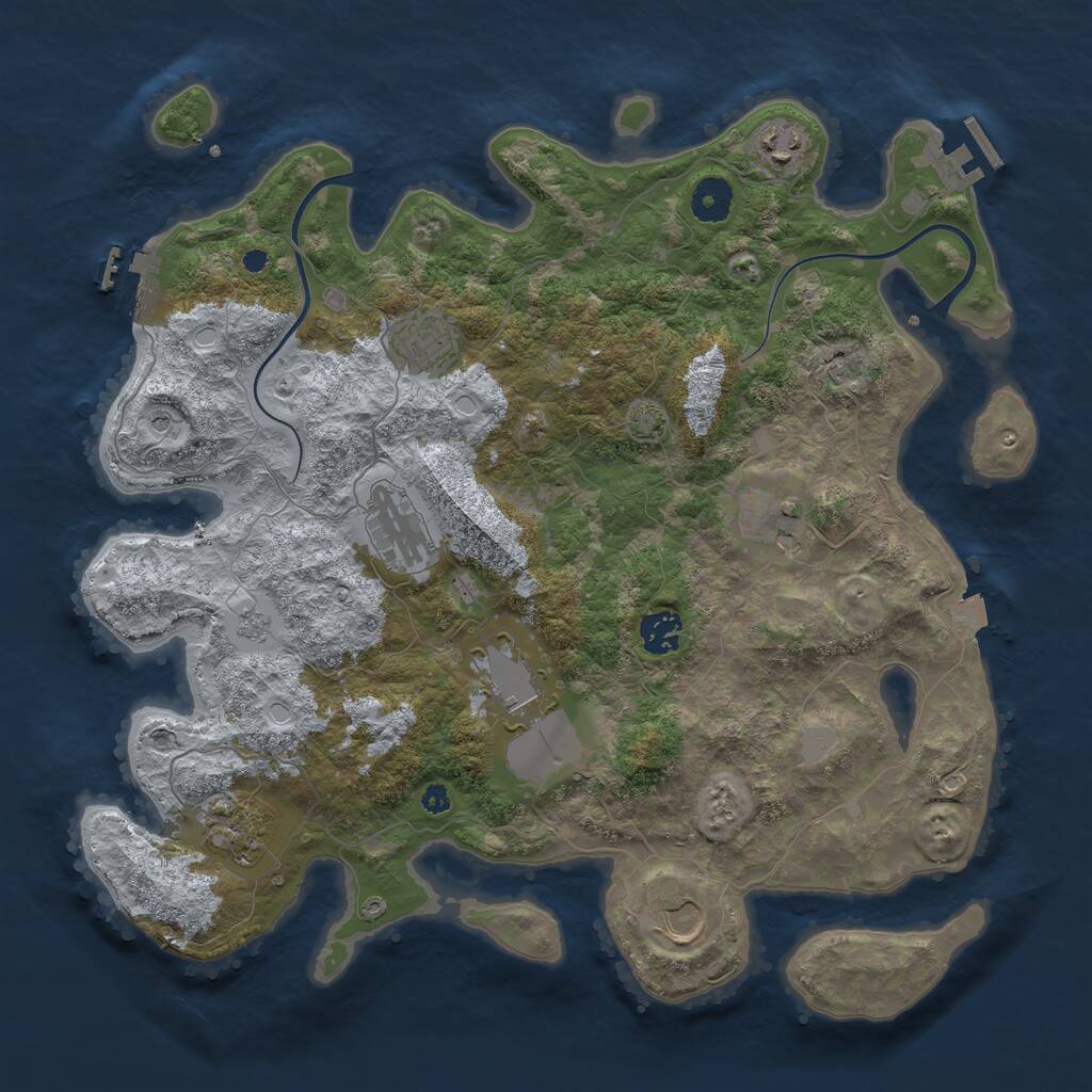 Rust Map: Procedural Map, Size: 3800, Seed: 8492, 14 Monuments