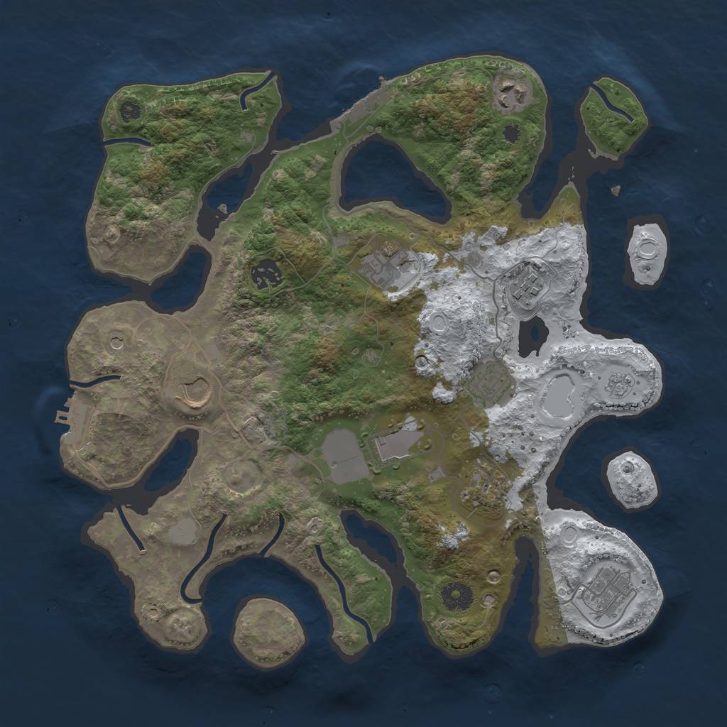 Rust Map: Procedural Map, Size: 3550, Seed: 810653, 18 Monuments
