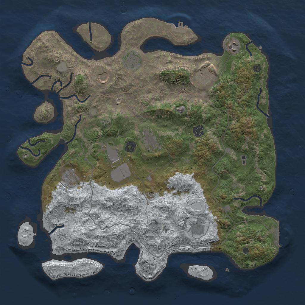 Rust Map: Procedural Map, Size: 4000, Seed: 5201314, 19 Monuments