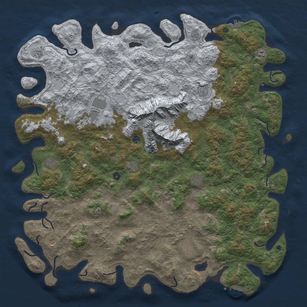 Rust Map: Procedural Map, Size: 6000, Seed: 222222, 20 Monuments