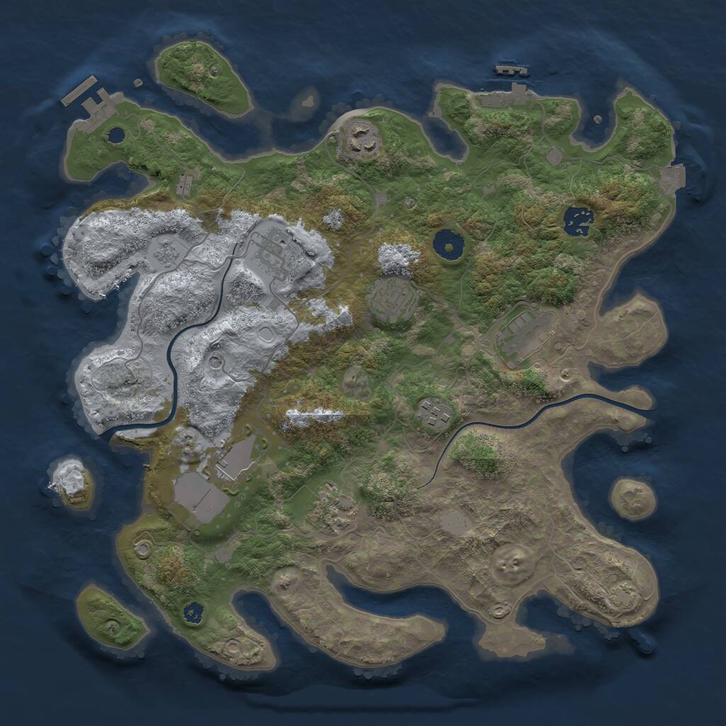 Rust Map: Procedural Map, Size: 3550, Seed: 752414, 14 Monuments