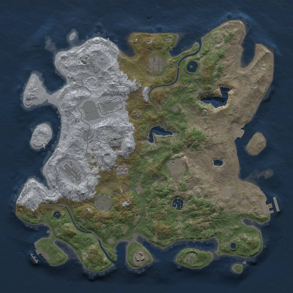 Rust Map: Procedural Map, Size: 4000, Seed: 322071, 13 Monuments