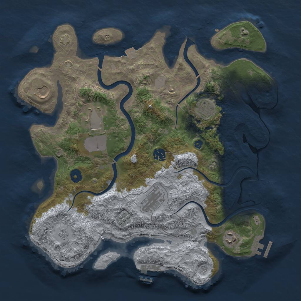 Rust Map: Procedural Map, Size: 3550, Seed: 121946, 13 Monuments