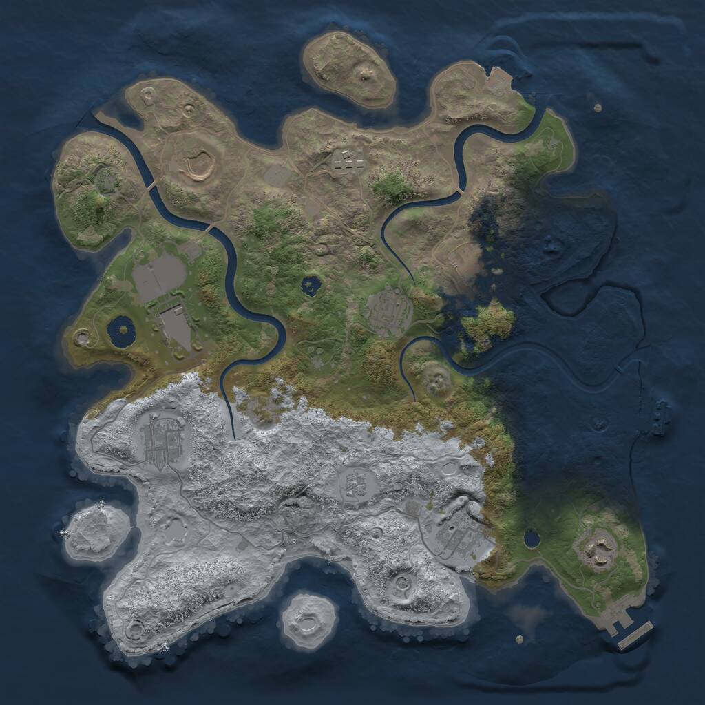 Rust Map: Procedural Map, Size: 3550, Seed: 836485, 14 Monuments