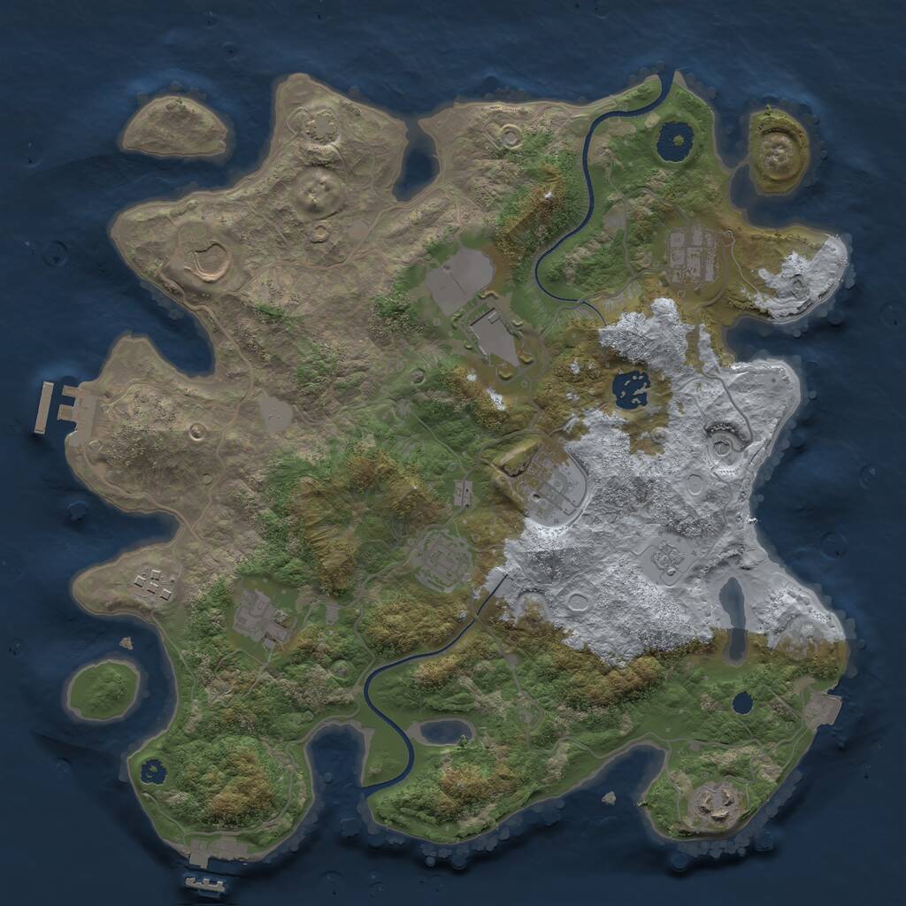 Rust Map: Procedural Map, Size: 3500, Seed: 392062546, 15 Monuments