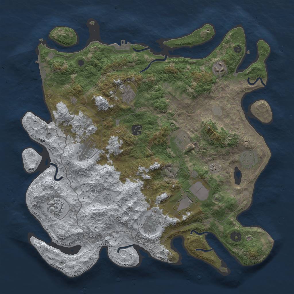 Rust Map: Procedural Map, Size: 4000, Seed: 544061, 19 Monuments
