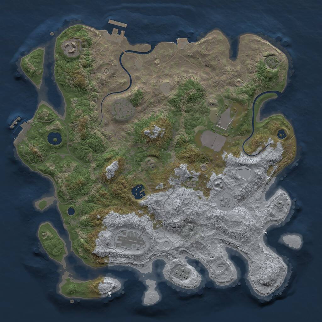 Rust Map: Procedural Map, Size: 3500, Seed: 183570550, 12 Monuments