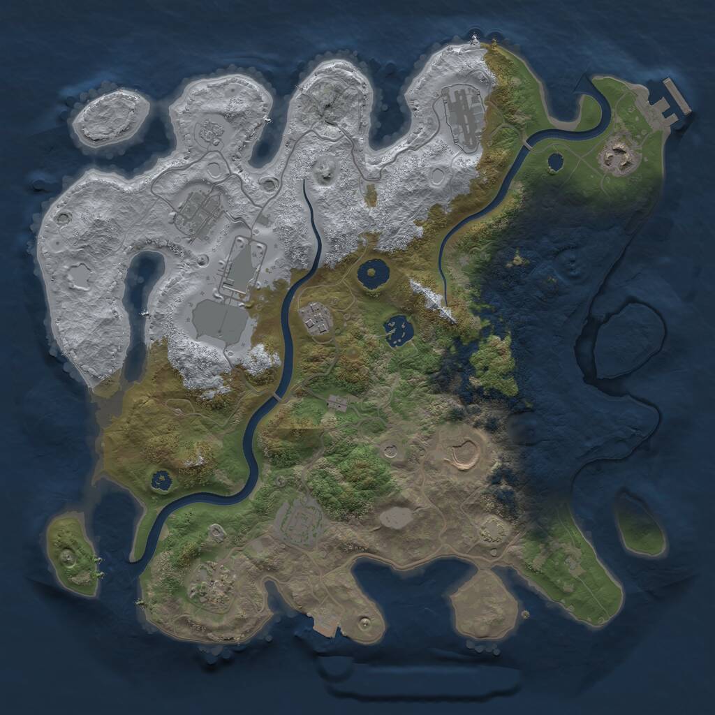 Rust Map: Procedural Map, Size: 3550, Seed: 280762, 14 Monuments