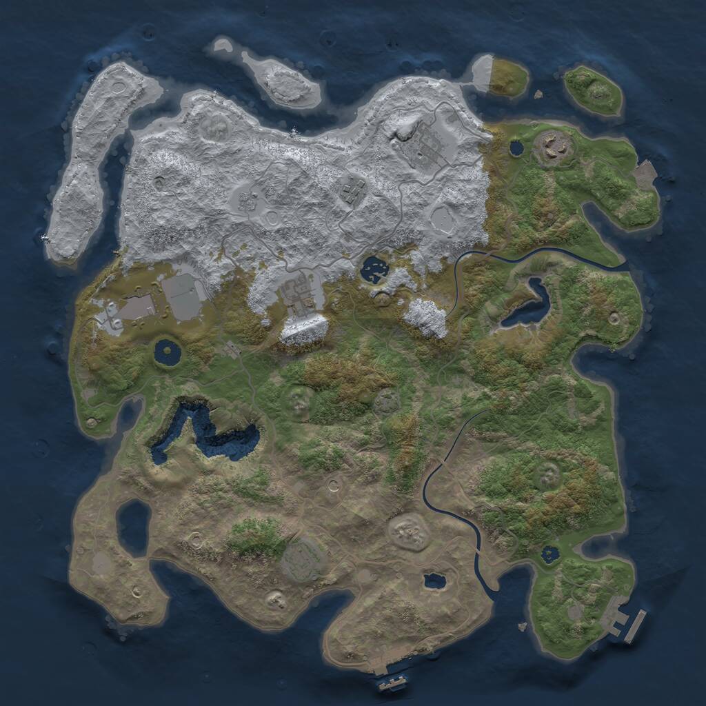 Rust Map: Procedural Map, Size: 4000, Seed: 785218, 13 Monuments