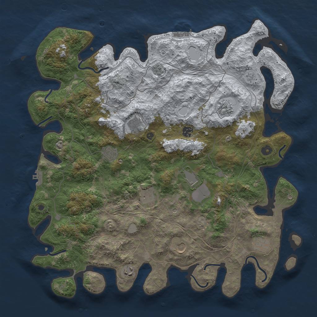 Rust Map: Procedural Map, Size: 4500, Seed: 390395301, 19 Monuments
