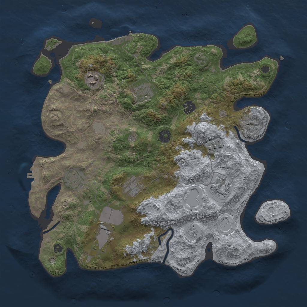 Rust Map: Procedural Map, Size: 3550, Seed: 722808, 17 Monuments
