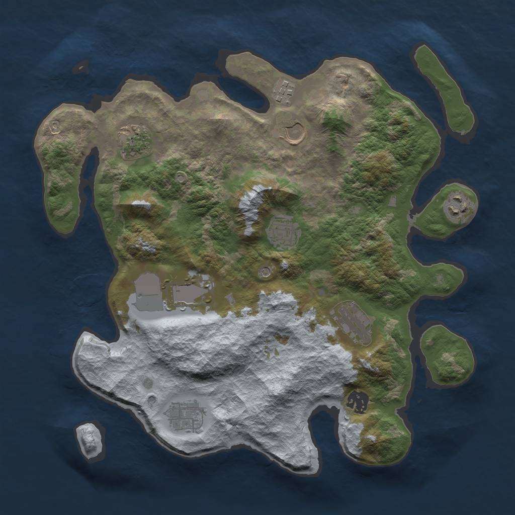 Rust Map: Barren, Size: 3500, Seed: 6738, 12 Monuments