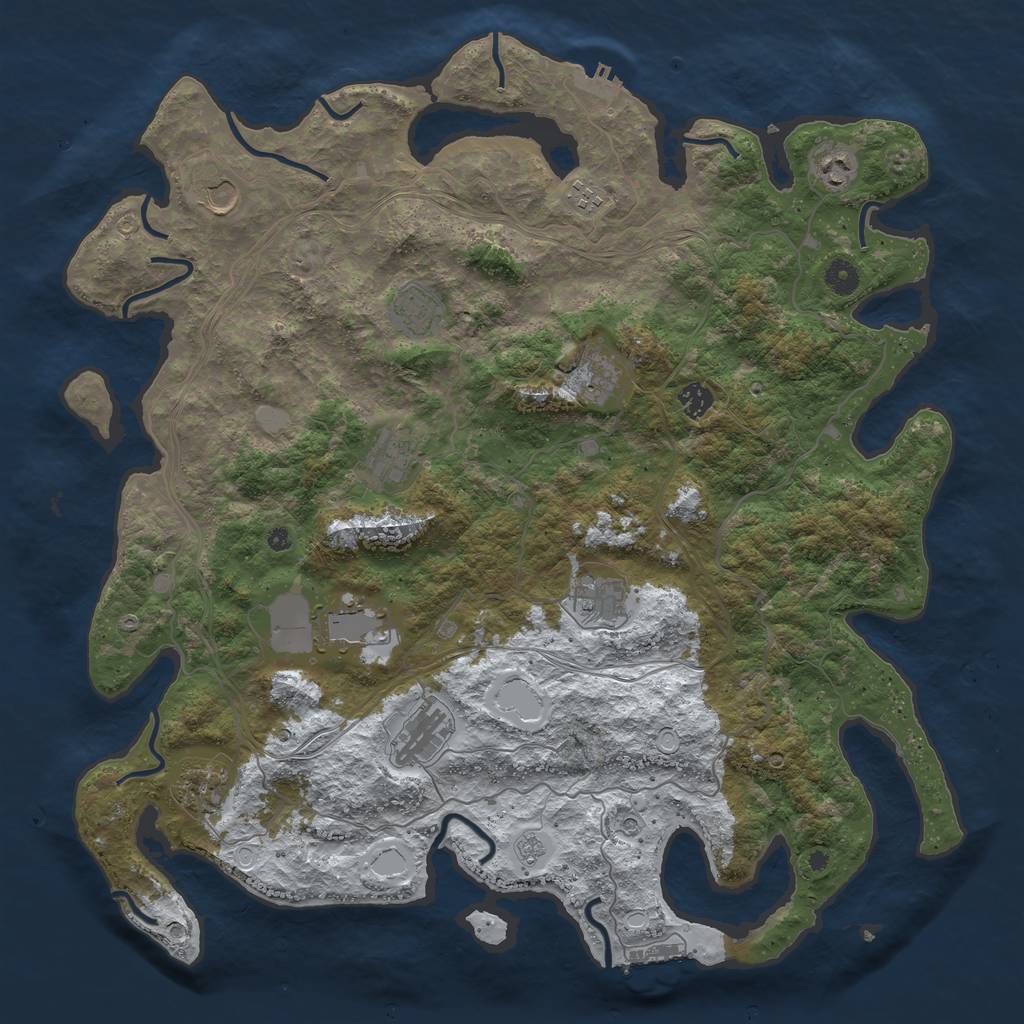 Rust Map: Procedural Map, Size: 4500, Seed: 1837050862, 20 Monuments