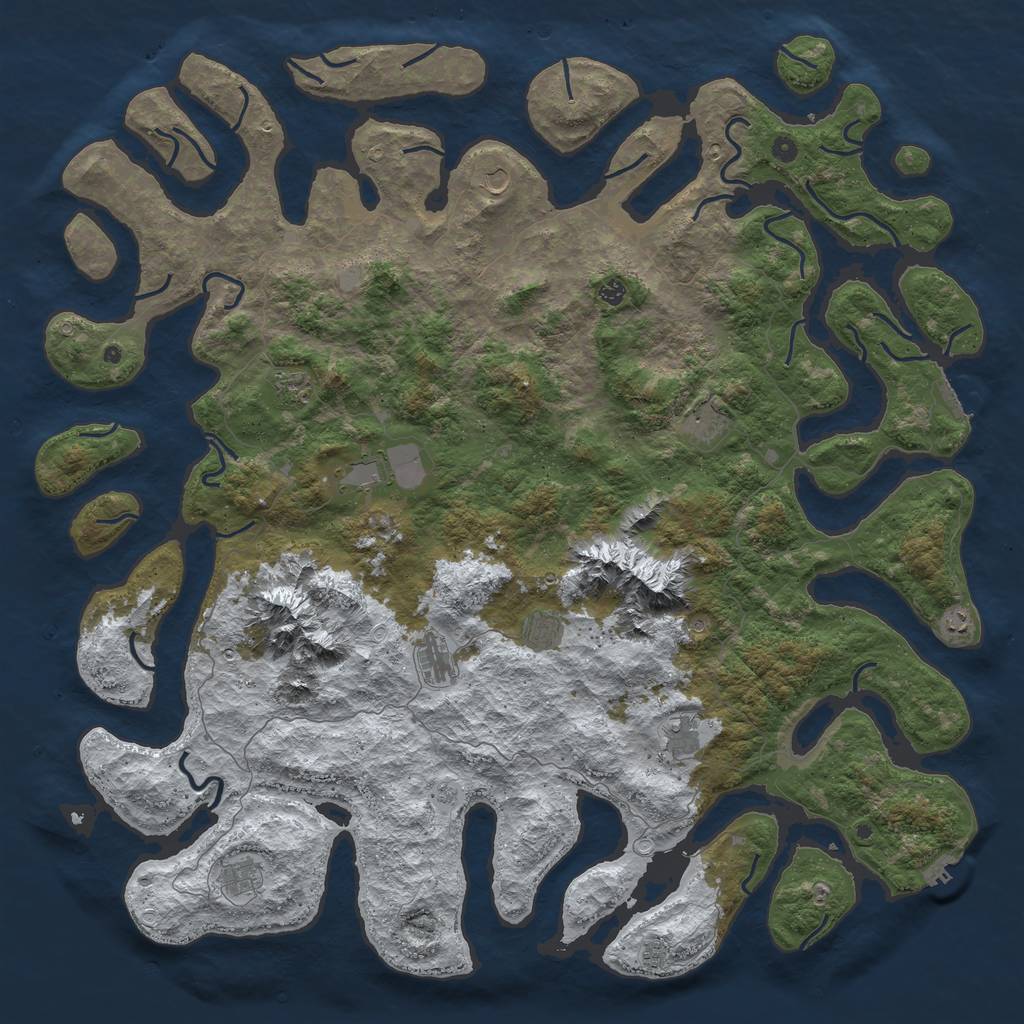 Rust Map: Procedural Map, Size: 6000, Seed: 135697834, 20 Monuments