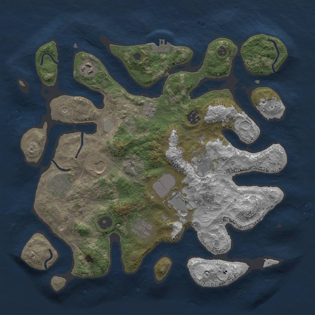 Rust Map: Procedural Map, Size: 3550, Seed: 720429, 15 Monuments
