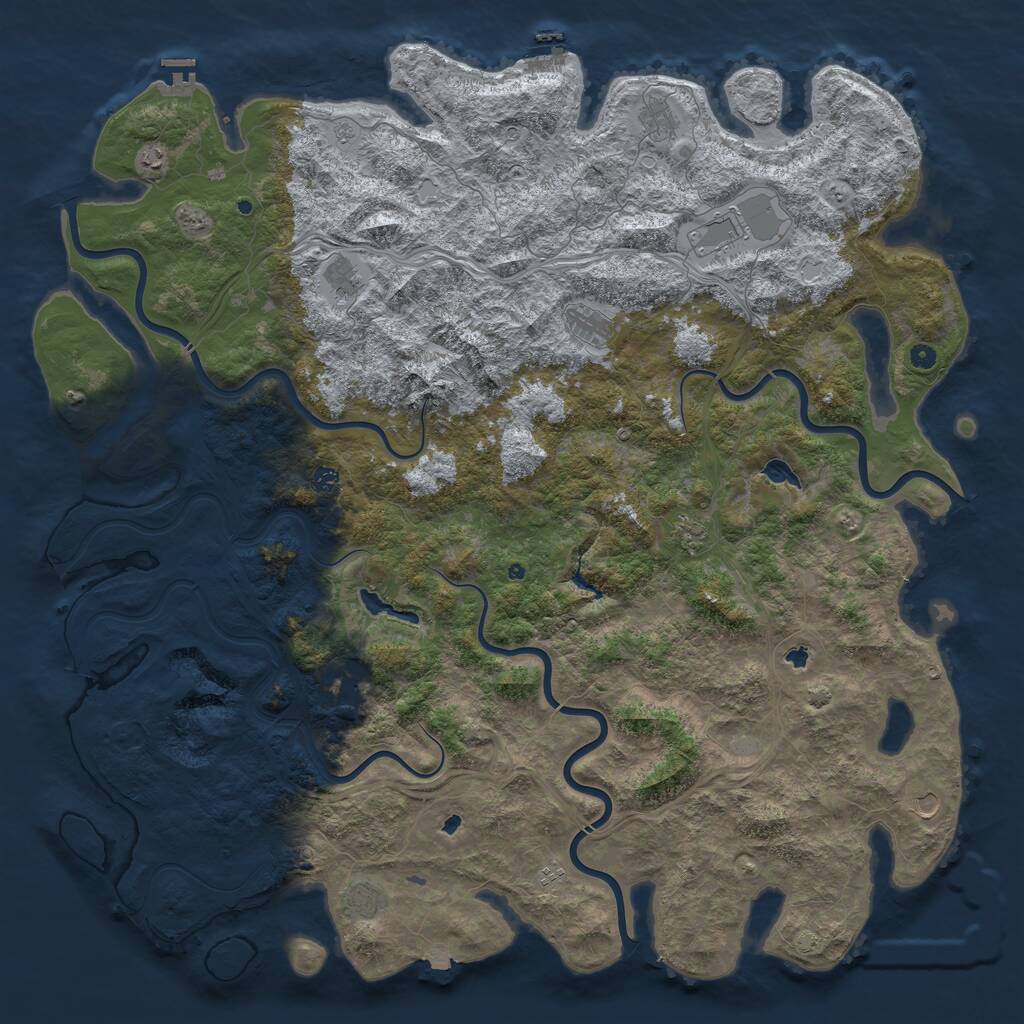 Rust Map: Procedural Map, Size: 6000, Seed: 6740, 17 Monuments