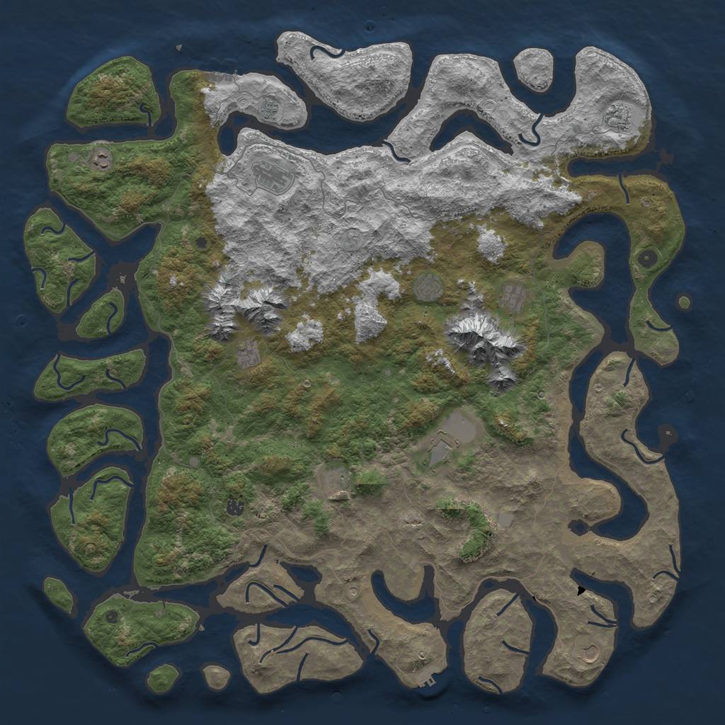 Rust Map: Procedural Map, Size: 6000, Seed: 6740, 19 Monuments