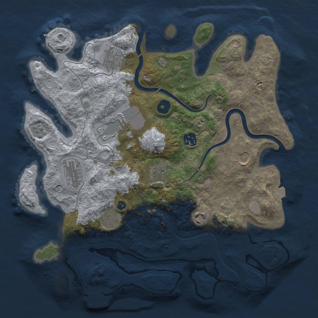 Rust Map: Procedural Map, Size: 3550, Seed: 800036, 14 Monuments
