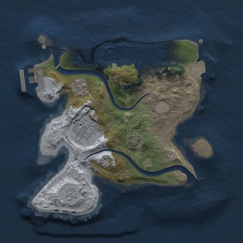 Rust Map: Procedural Map, Size: 2225, Seed: 557529340, 6 Monuments