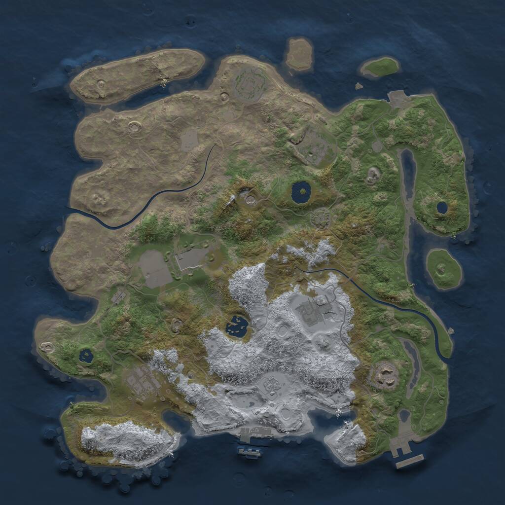 Rust Map: Procedural Map, Size: 3550, Seed: 734756, 13 Monuments