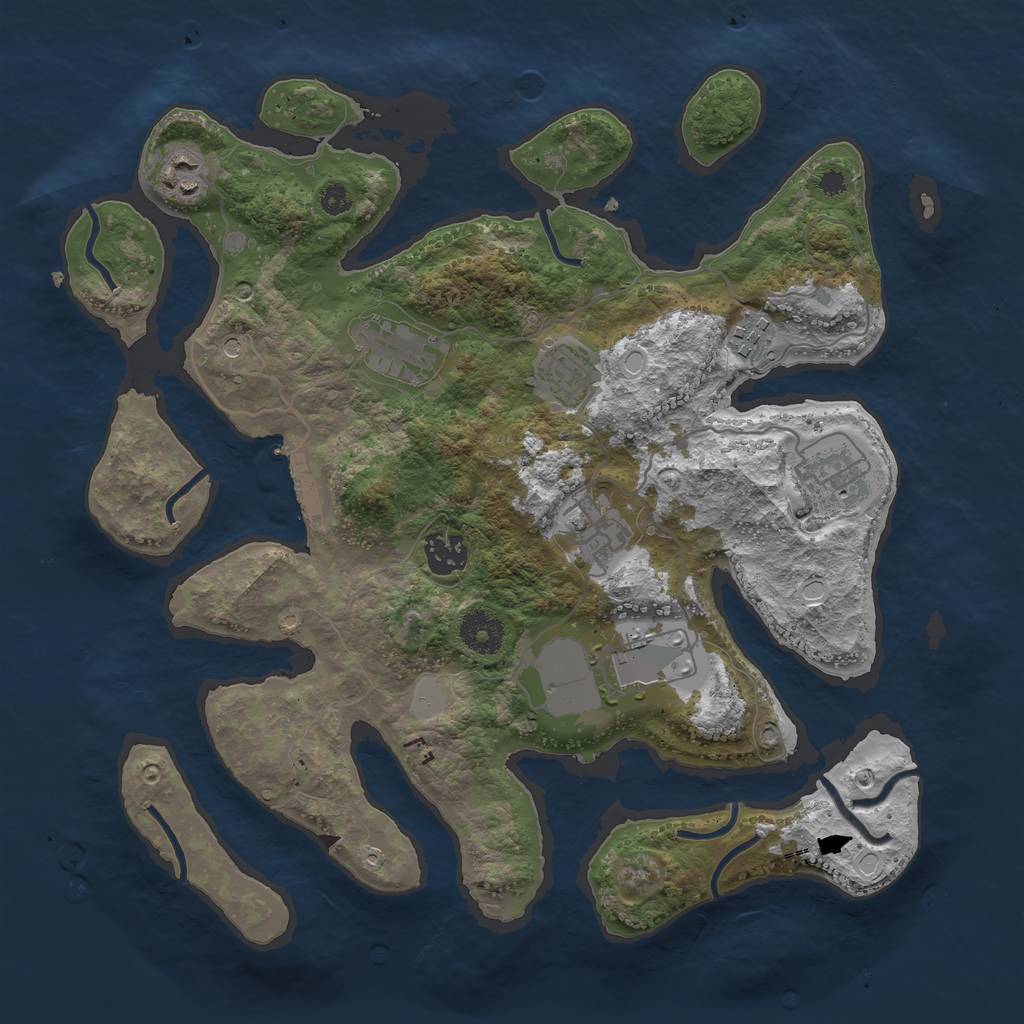 Rust Map: Procedural Map, Size: 3500, Seed: 1552150283, 15 Monuments