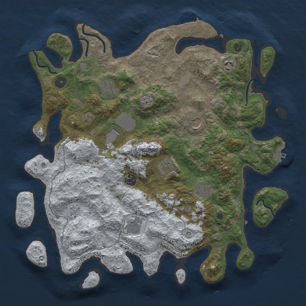 Rust Map: Procedural Map, Size: 4000, Seed: 12694, 18 Monuments