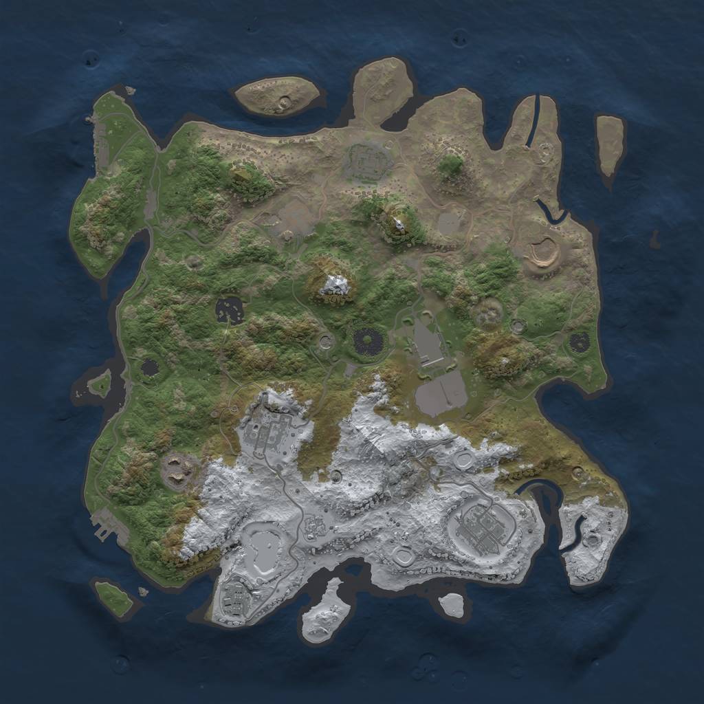 Rust Map: Procedural Map, Size: 3550, Seed: 354142, 18 Monuments